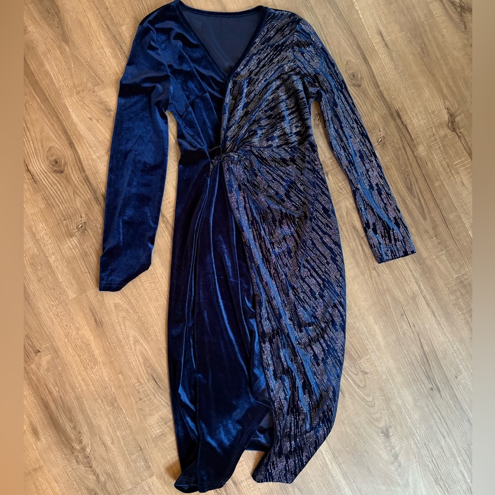 Blue Velvet Dress with shimmer Size Large